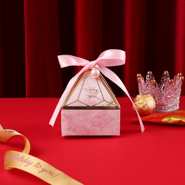 10ST Bröllopsfavoritlåda Chokladgodisaskar ROSA 7X7X9CM Pink 7x7x9cm