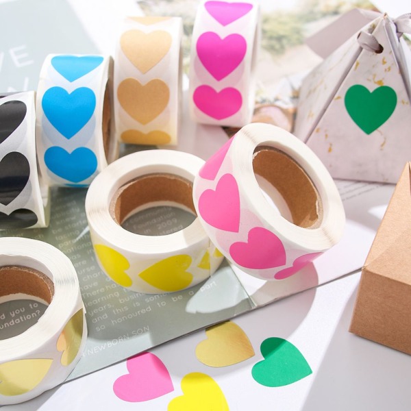 500 st Love Heart Shaped Seal Labels Sticker BLÅ blue