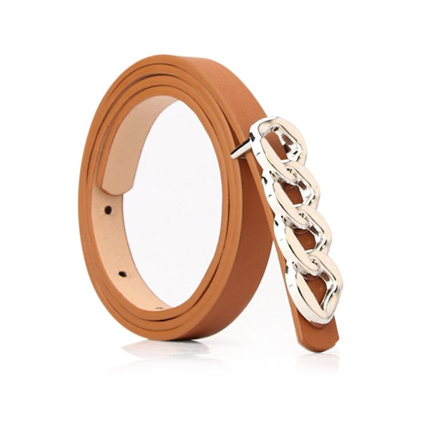 Läderbälte Metallkedja Spänne Midjeband CAMEL&SILVER camel&silver