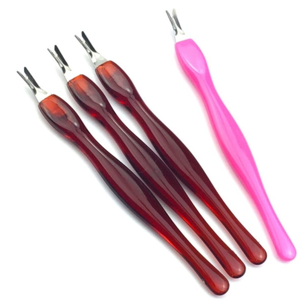 5 Stk Cuticle Pusher Trimmer Cutter Remover VINRØD Wine red