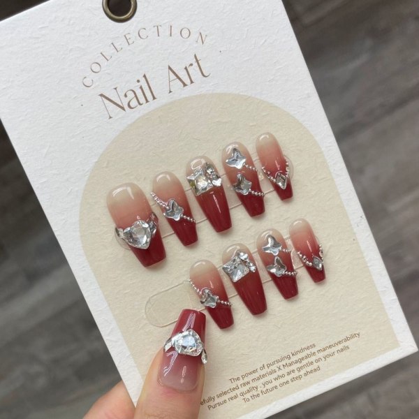 10 st franska gradient handgjorda naglar Pure Manual False Nail L L