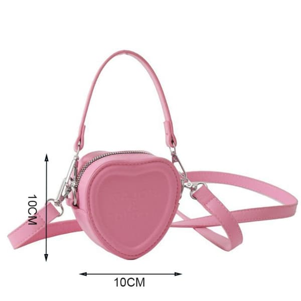 Søde hjerteformede mini crossbody tasker Trend koreansk mode silver