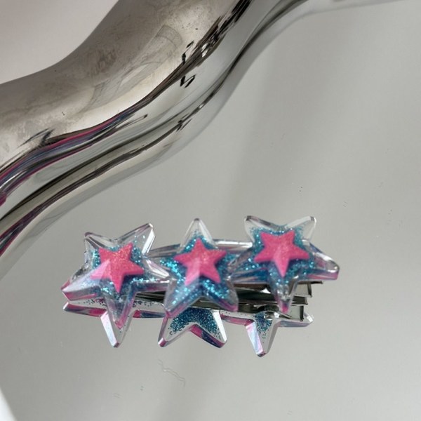 Glitter Star Hårklemmer Fargerike Stars Hårnåler LYS GRØNN Light Green