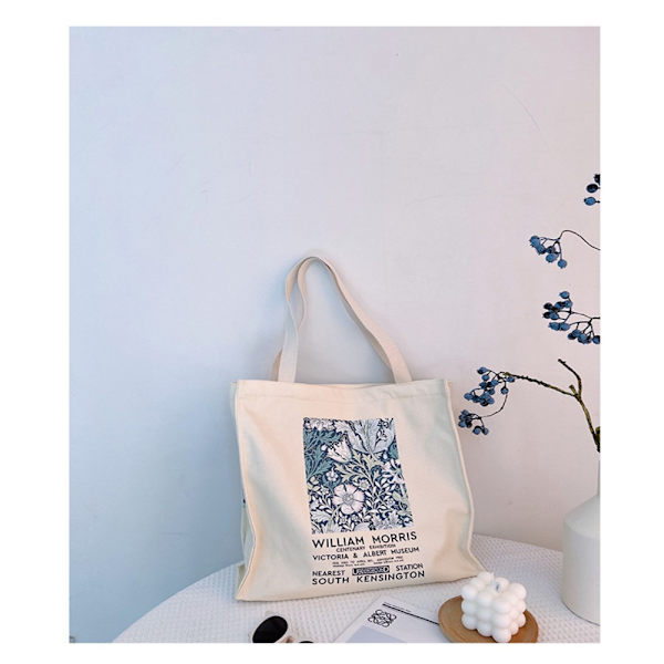 Kvinnlig canvas axelväska Vintage Flower Garden Handväska Print