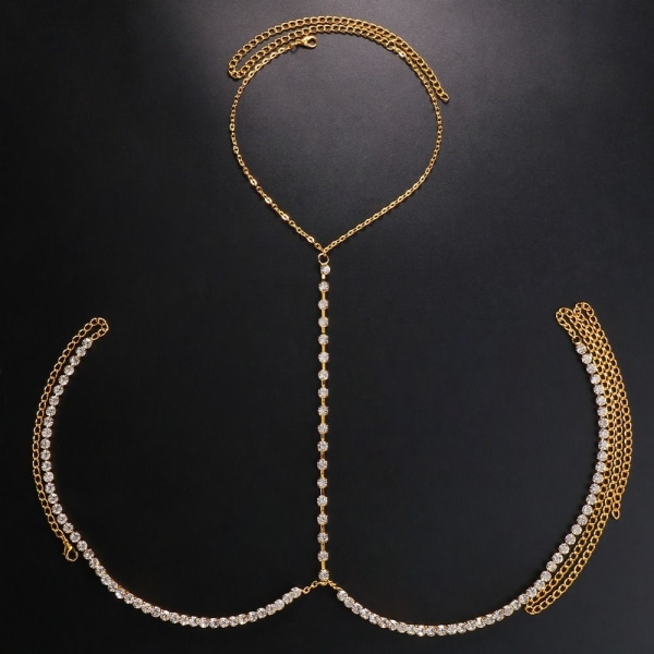 BH Body Chain Rhinestone Body Chain GULD Gold