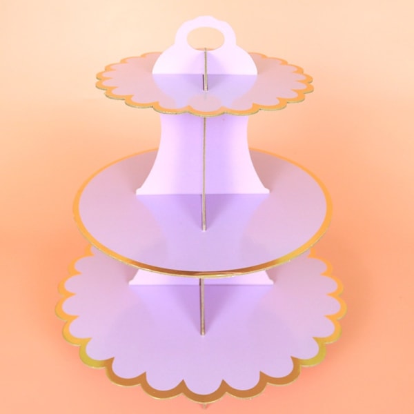 3 Etagers Cupcake Stand Papir Kageholder LILLA 1 1 Purple 1-1