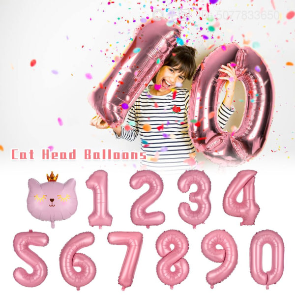 2 st/ set Big Cat Head Balloon Folieballonger NUMMER 3 Number 3
