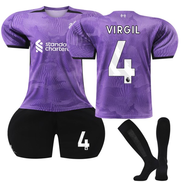 2023-2024 Liverpool Udebanefodboldtrøje Kit Nr. 4 VIRGIL til Børn 18