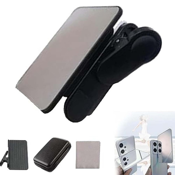 Smartphone Kamera Spejl Refleksion Clip Telefon Reflektion Black