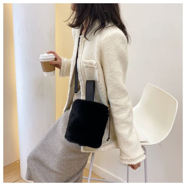 Faux Fur Taske Dame Håndtasker SORT black