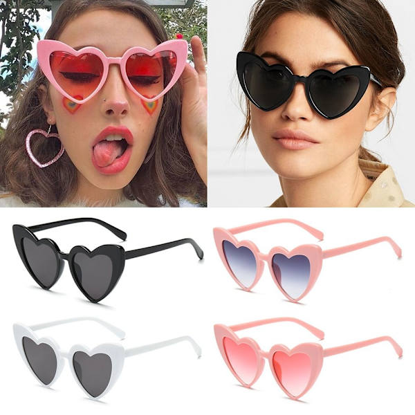 6 STK Hjerteformede Solbriller Love Heart Solbriller 6 STK - PINK 6Pcs -  Pink Gray