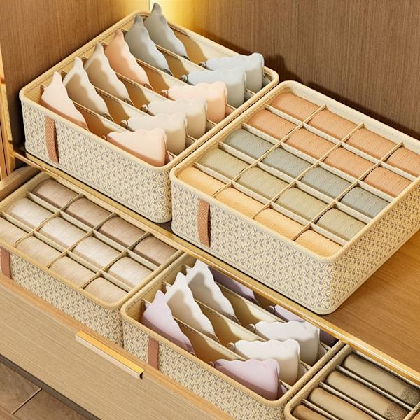 Underkläder Förvaringslåda Lådor Separatorlådor BEIGE 7 GRIDS 7 beige 7 grids-7 grids
