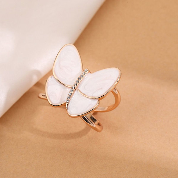 Butterfly Scarf Spänne Rhinestone Scarf Ring Clip VIT 35MM white 35mm-35mm