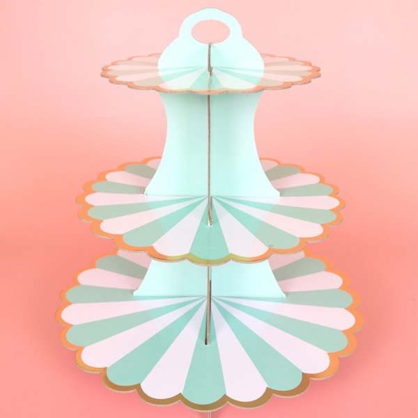 3 Etagers Cupcake Stand Papir Kageholder GRØN 2 2 Green 2-2