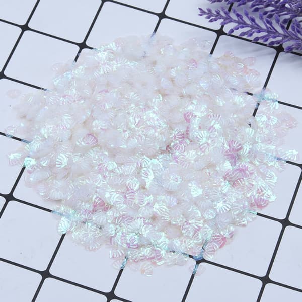 100g/Pakke Iridescent Shining Shell Shell Paljetter HVIT HVIT White