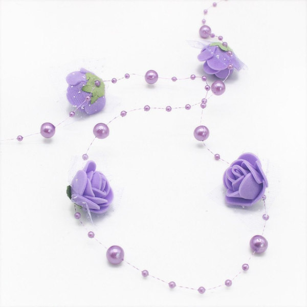 2ST Konstgjorda pärlor Pärlor Kedja Rose Blommor Girlander LILA purple