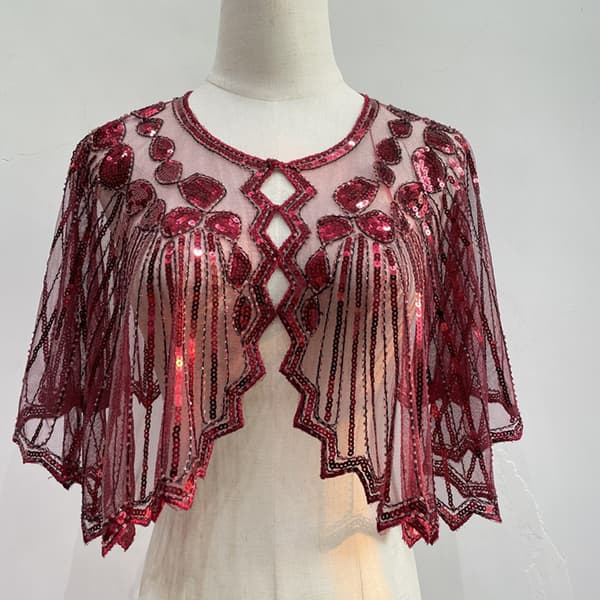 Flapper Sjal Sjal Beaded RØD Red