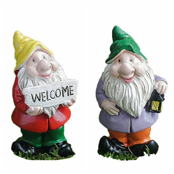 2 STK Mini Gnome Figurer Miniatyr Dverger Statue 6 6 6