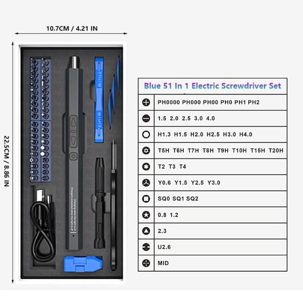 Sähköinen set Torx Hex BLUE Blue
