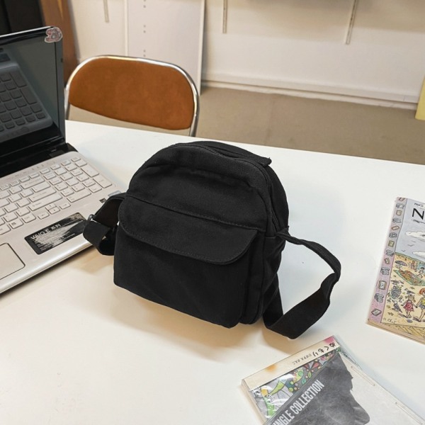 Små Lerret Crossbody Vesker Mini Telefon Skuldervesker SVART Black