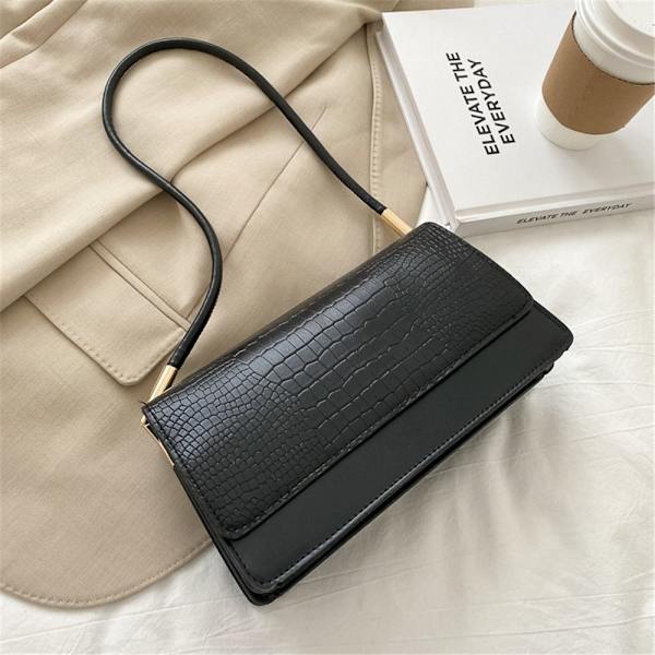 Muoti Olkalaukku Crocodile Pattern Käsilaukut Sling Laukut MUSTA black