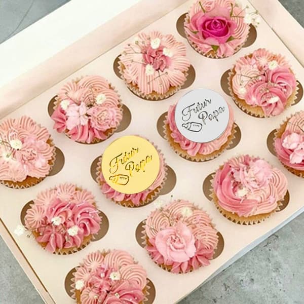 10 kpl Cake Top Flag Cupcake Topper SILVER Silver