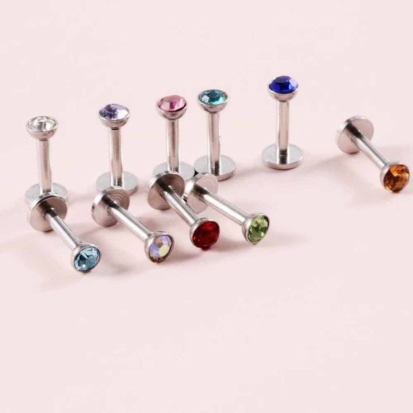 Gem Lip Stud Gem Ear Ring RED red