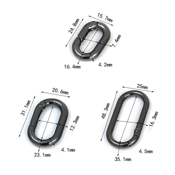 5stk Fjær Ovale Ringer Veske Beltespenner SORT 48,3X25MM Black 48.3x25mm