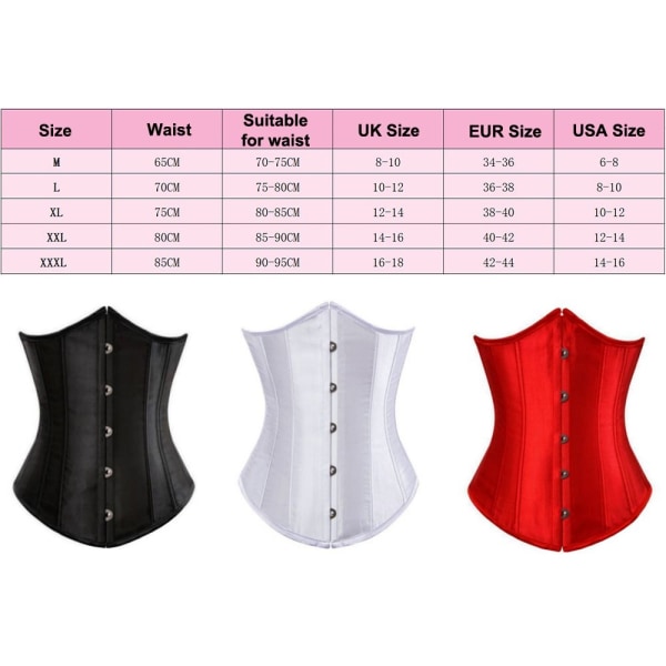 Underbust Korsett Corselete Undertøy SVART L black L