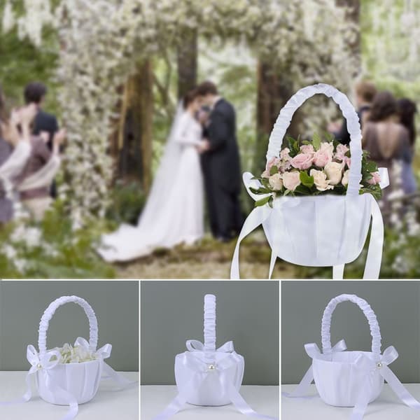 Bröllopsblomkorg Blomsterflicka Spets Pärla