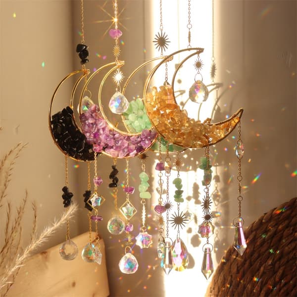 Crystal Moon Wind Chime KELTAINEN yellow
