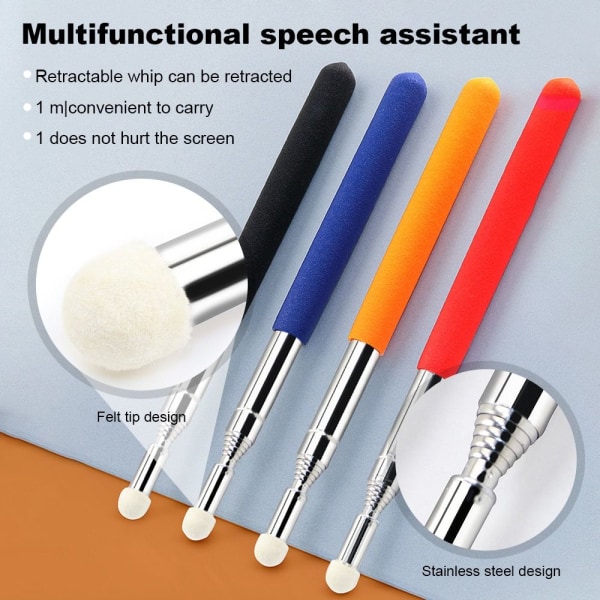 Optrækkelig Teaching Stick Whiteboard Pointer Pen ORANGE 1,2M Orange 1.2m-1.2m