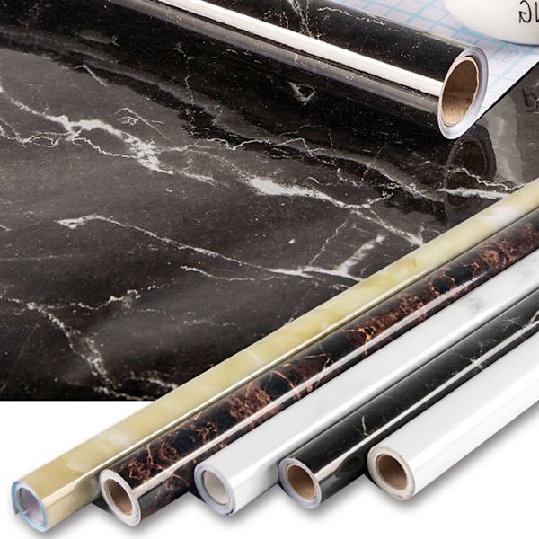 Marble Wallpaper Desktop Sticker Möbelrenovering Black&Grey 40cm x 5m
