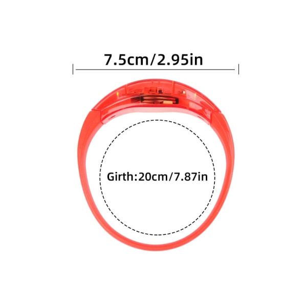 2kpl LED Glow Rannekoru Sound Aktivoitu Bangle RED red