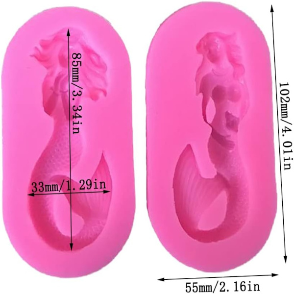 2stk Mermaid Silikone Forme Havfrue Forme Mermaid Candy Forme