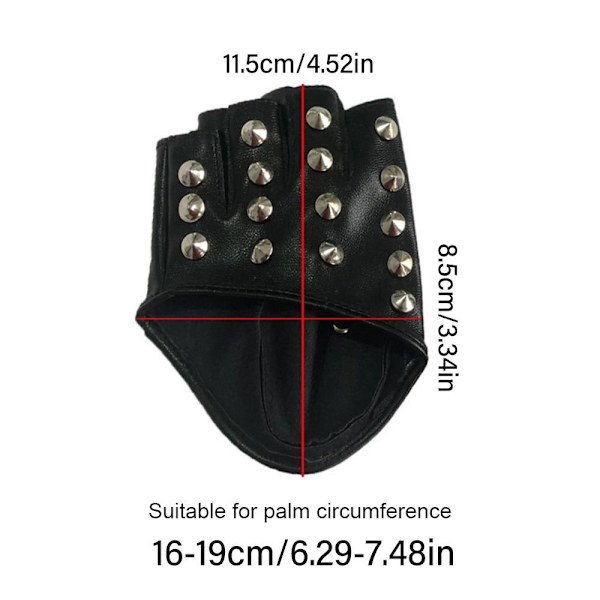 Punk Handskar Half Finger Handskar SVART SMAL NIT SMAL NIT black smal rivet-smal rivet