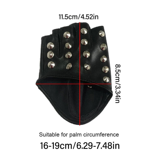 Punk Handsker Half Finger Handsker SORT SMAL NITTE SMAL NITTE black smal rivet-smal rivet