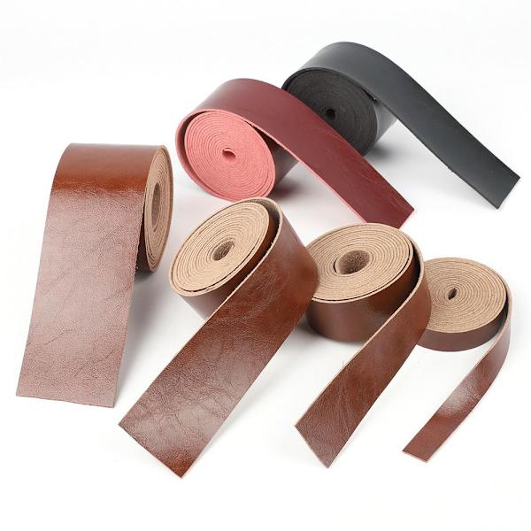 Læderrem Blank Overflade Læder Strip SORT 3,75CM black 3.75cm