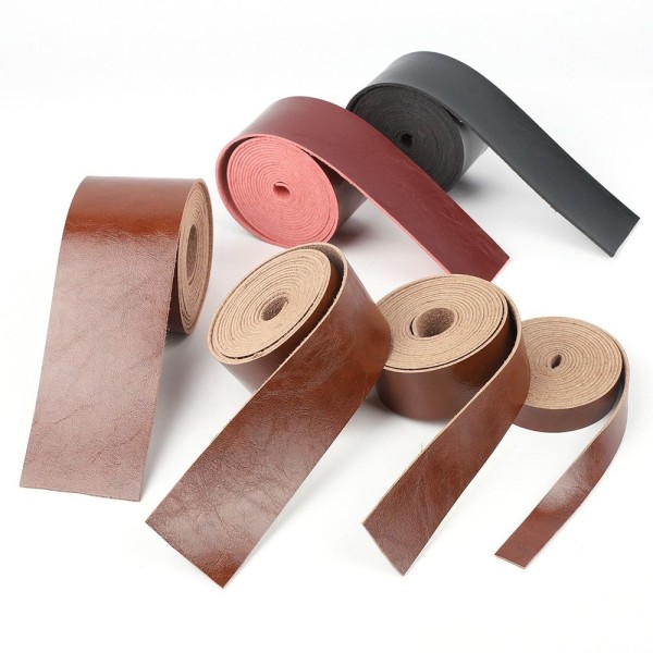 Læderrem Blank Overflade Læder Strip SORT 5CM black 5cm