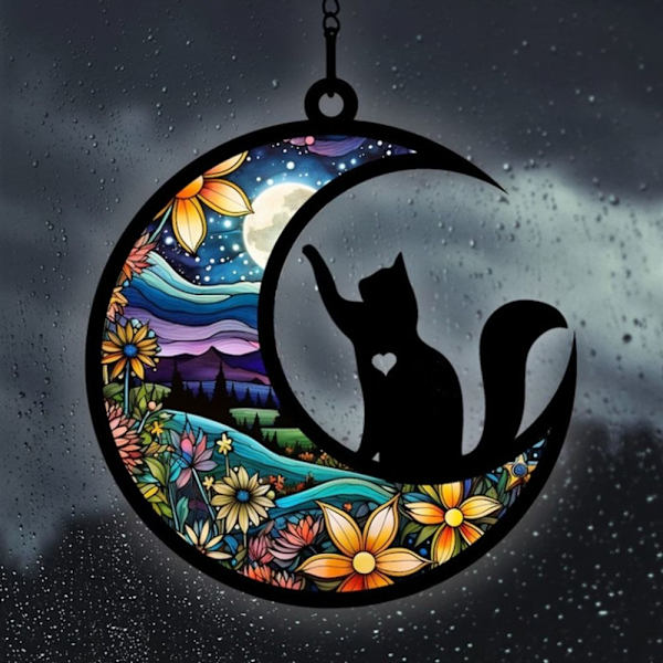 Halloween Cat Charms Måneformede kattedørskranse E E E