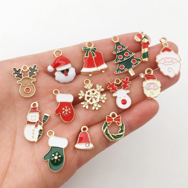 20-100 kpl Christmas Alloy Dripping Accessories Cartoon Resin 30pcs
