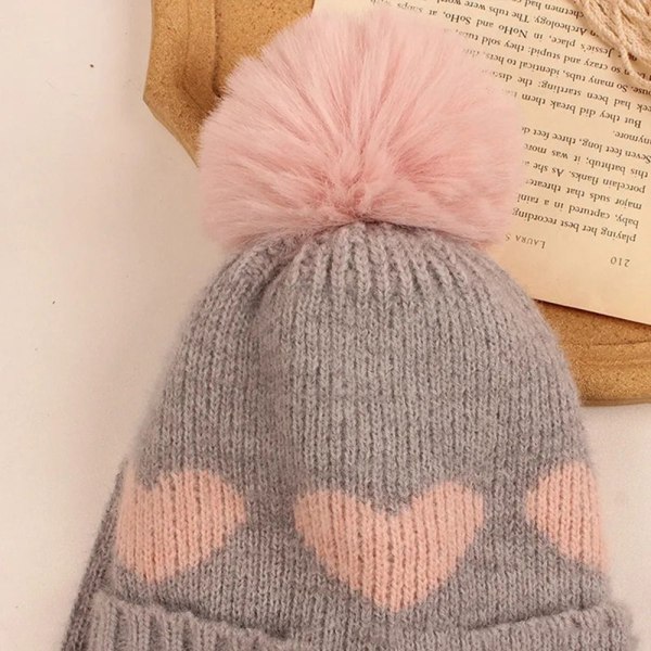 Knitted Hat Kids Beanie Cap PINK Pink