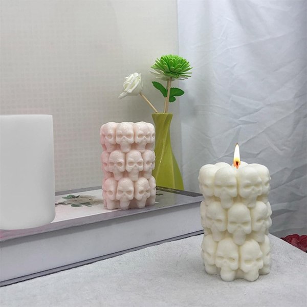 Candle Mould 3D Skull Design Pillar Candle