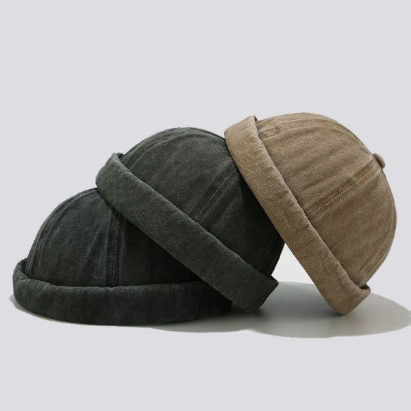 Brimless Docker Cap Skullcap Hatte SORT black