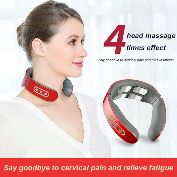 Elektrisk Nackmassageapparat Nackeavslappningsmaskin RÖD BASIC red Basic version-Basic version