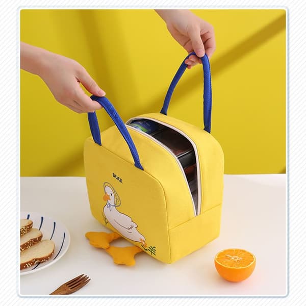 Bärbar söt Cartoon Duck Cooler Lunchväska blue