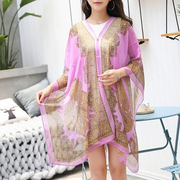 Sjal Halstørklæde Beach Cover Up LILLA Purple