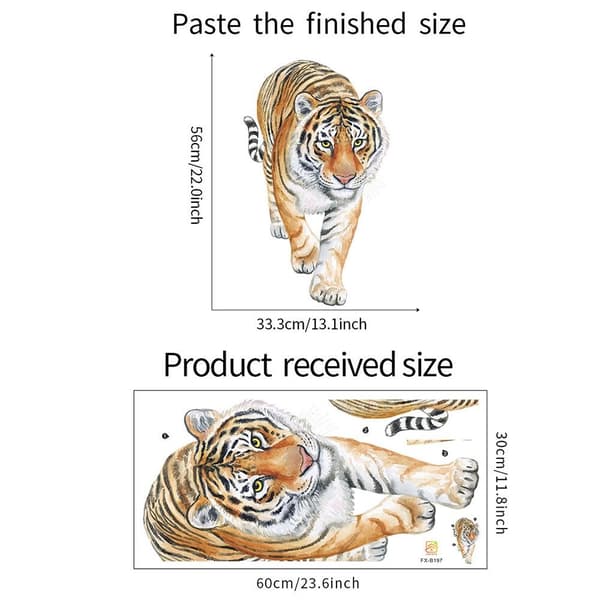 3D Tiger Wall Sticker Vivid Tiger Decals 2 2 2