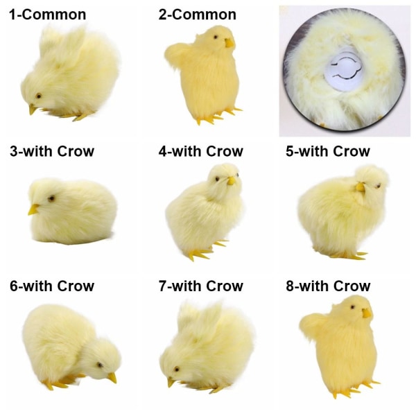 Vocalize Plysch Chick Simulering Furry Chicken 7-WITH CROW 7-with Crow