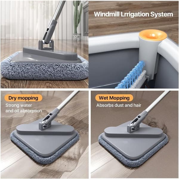 Square Spin Mop Håndfri Lazy Squeeze Mop Spin Mop Sæt